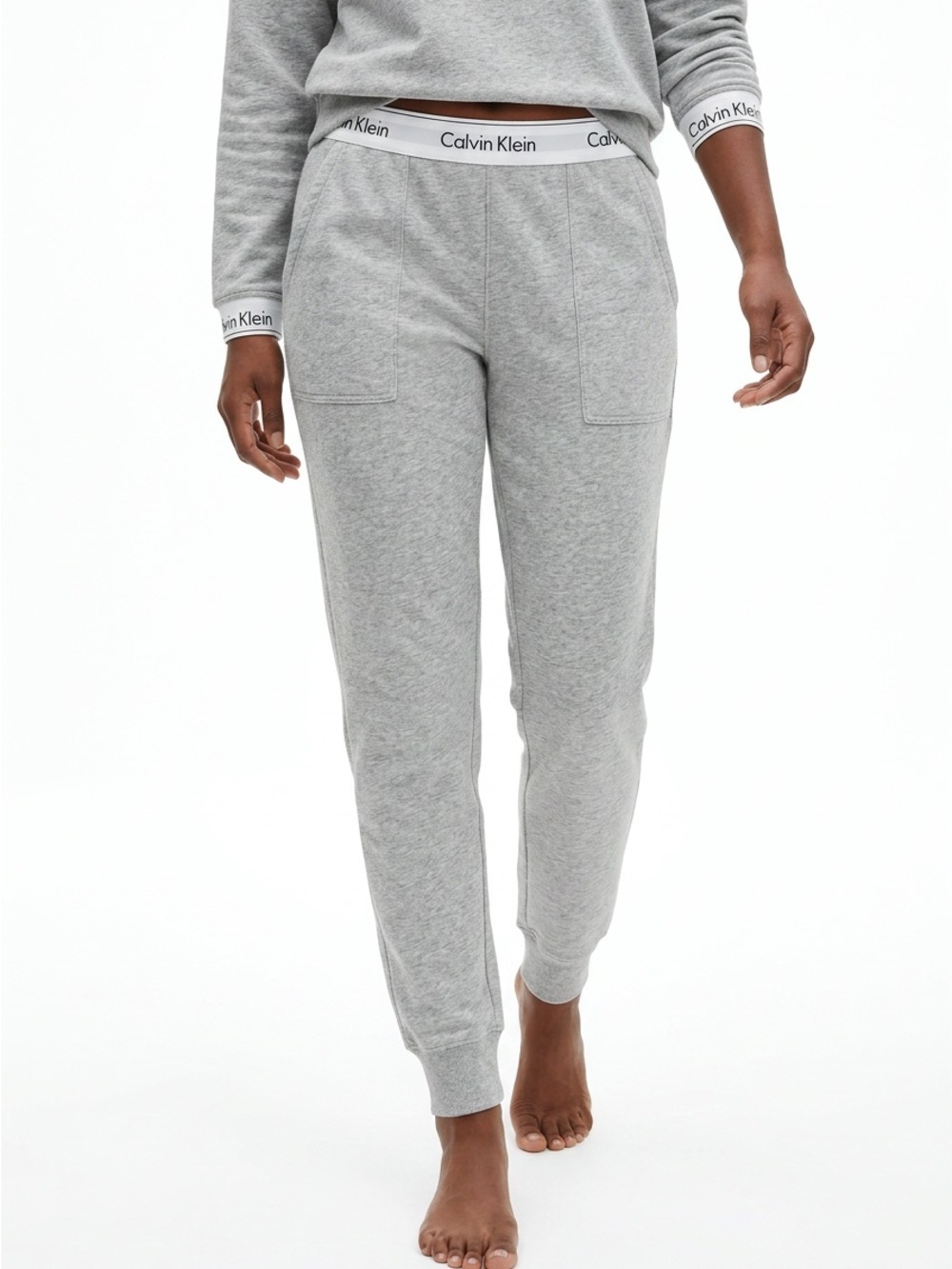 Calvin Klein Light Gray Logo-Waist Jogger Pants - Picture 3 of 12